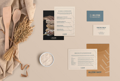 Millstone bakery branding branding business card design design logo minimal stationery design typography