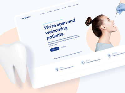 Dental Homepage blue booking clean dental dental care dental clinic dental website design dentist doctor flat hero homepage homepage ui hospital landing medical web web design webdesign website