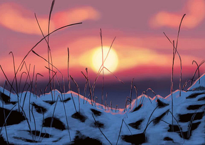 Winter morning digital art digital illustration digital painting ipadproart procreate