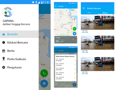 High Fidelity Prototype of GAPANA - Aplikasi Tanggap Bencana android app app design mobile app mobile app design mobile ui ui