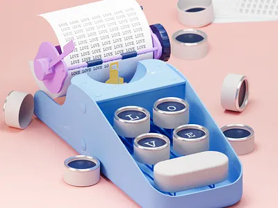 Focus on love and let love win agedtypewriter blender blender3d keyshot minimal modeling paper printer typewriter
