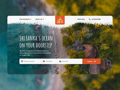 Redesign Camp Poe booking camp challenge daily ui figma figmadesign hero section landing page ocean retreat surf travel travel website ui ux webdesign webdesigner