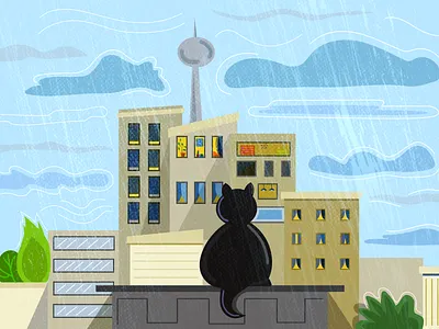 Rain in Berlin adobe illustrator berlin cat city illustration rain vector