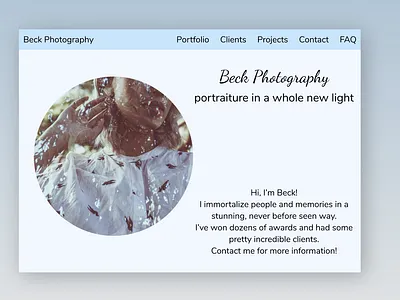 Beck Photography branding design figma heroimage homepage ui ux web website website concept website design