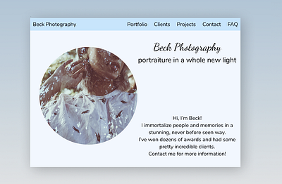 Beck Photography branding design figma heroimage homepage ui ux web website website concept website design