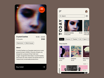 Events App app concert design event mobile music schedule shop tickets ui