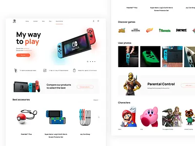 Nintendo Switch Website Idea branding concept console design figma games gaming landingpage minimal nintendo nintendoswitch ui whiteboard