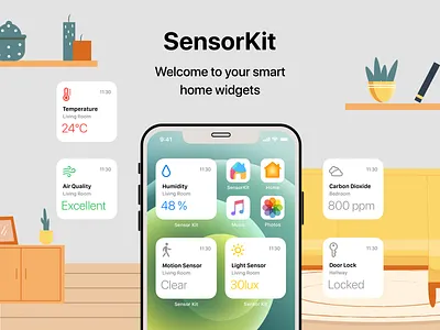 SensorKit - Smart Home Widgets design designinspiration homekit homescreen interfacedesign ios14 ioswidget sensors sketch smart home smarthome ui uidesign userexperience userinterface ux uxdesign widget