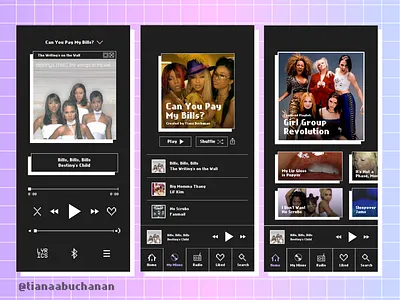 Y2K Music App UI 2000s app bright color pallette contrast design music app music app design music app ui music application music player music player ui music streaming retro ui ux vaporwave vector y2k