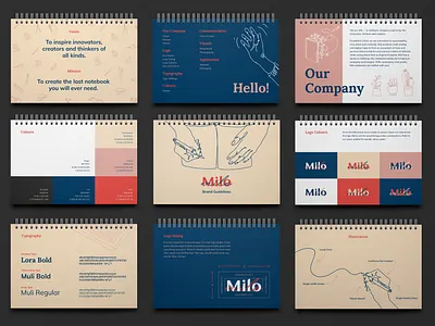 Milo Brand Book brand book brand design brand identity branding illustration illustration art logo notebook typography