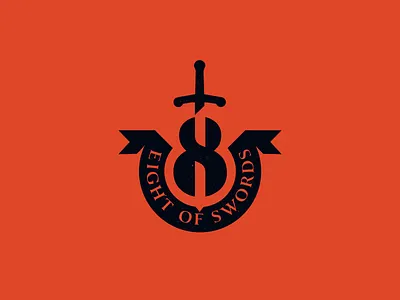 Eight Of Swords 8 badge card crest eight illustartion logo negativespace number shadow sword tarot