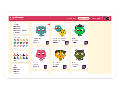 Marketplace UI blockchain cryptocollectibles shop ui uidesign