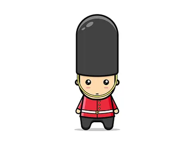 Quees guard british cartoon england flat character full body great britain illustration kawaii illustration kingdom queens guard red redesign soldier