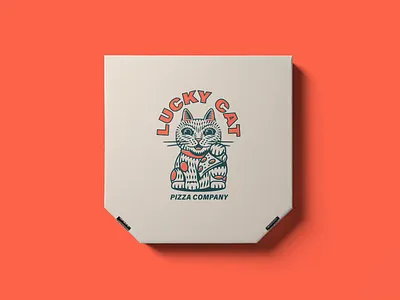 Lucky Cat Pizza Branding branding cat illustration logo lucky menu pizza restaurant