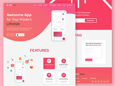 Apps Drag Creative App Landing Page app app landing page best shot branding design dribbble graphic design illustration illustrator landing landingpage typography ui ux web web design webpage website website concept