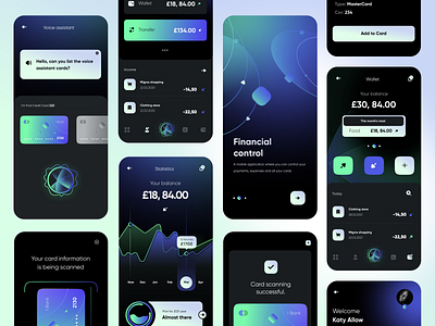 Finance - Mobile App-Part2 blue finance finance app financial app mobile mobile app mobile design mobile ui money money app money management money transfer onboarding scanner scanner app ui ux voice voice assistant