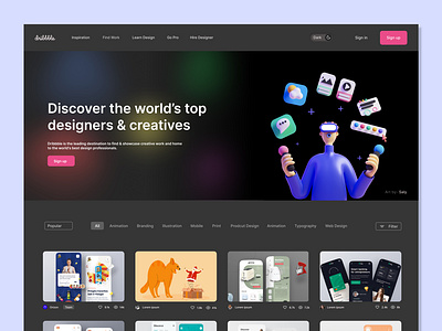 Dribbble Dark Mode Concept dailyui dark mode design dribbble dribbble best shot ui