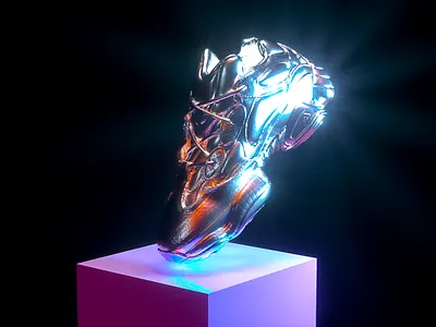Yeezy glow c4d c4dart cinema dailyrender effects glow illustration metallica motion neon octane scene sneaker texture vfx visual art yeezy