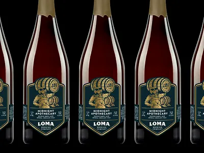 Loma Barrel-Aged Series animal barrel barrel aged beer bobcat bottle california craft beer designer gold illustration label packaging premium vintage