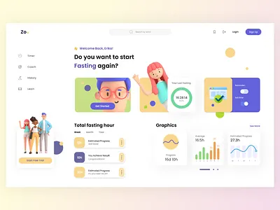 Fasting Landing page 3d animated categories fasting graphic heroes illustrator web webpages