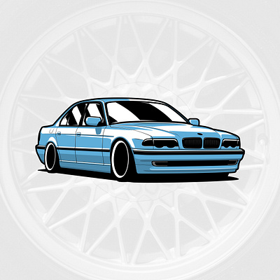 BMW 7 series E38 art artwork automobile bmw car design drawing graphicdesign illustration logo vector