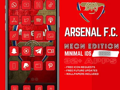 Arsenal iOS 14 32+ iPhone App Icon Pack Design Style app arsenal fc branding football football club homescreen icon illustration ios 14 ios app ios app design ios apps ios14homescreen ios14icons ipad iphone