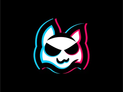 Simple Glitch Cat logo cartoon cat cyber cyberpunk cybersport futuristic gaming glitch logo mascot pet rgb supplement