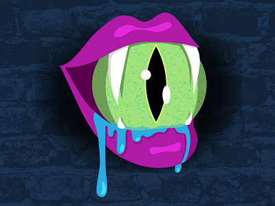 Creeper Peeper creepy eyeball fangs halloween illustration illustrator lips mouth vector