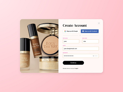 Create an Account @ TooFaced beauty ui daily ui