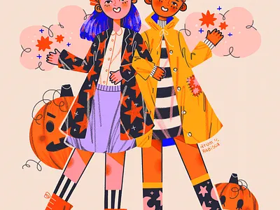 Halloween gals girls illustration women in illustration