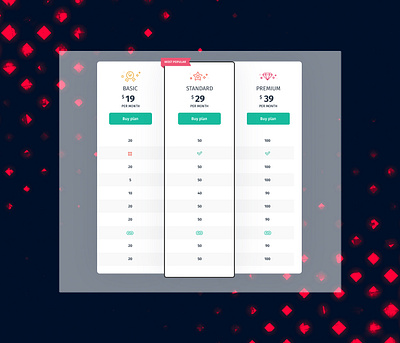 Pricing Table graphic illustration ui vector web webpage