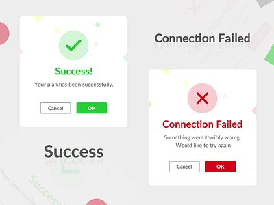 Success & Connection Failed Message alert alerts app design design ui ux