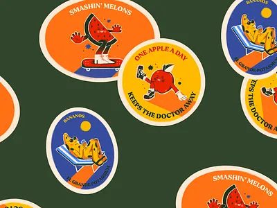 Fruit stickers drawing fruits illustration women in illustration