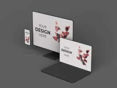 Stylized Apple Devices Mockup 11 air download free ipad iphone macbook mockup psd template