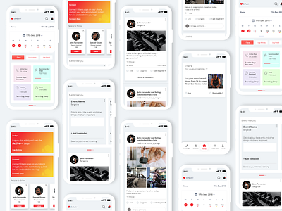 Fitness & Workout App ( White Version ) colors dailyui design fitness fitness app fitness center fitness club fitness logo fitnessapp fitnessdesign fitnessscreens fitnessui fitnessux mobile orange red