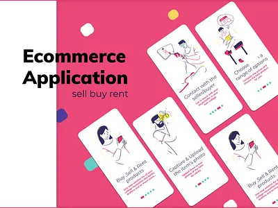 Ecommerce application app design icon illustration logo slides ui ux vector