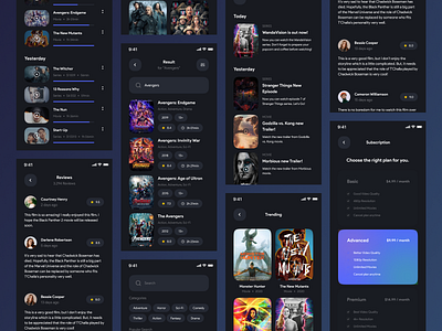 Abda - Full Screen App clean dark elegant inspiration list minimal minimalist mobile app mobile app design movie app pricing rating review search simple streaming app subscription trend ui user interface