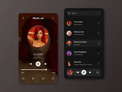 Music player app daily 100 challenge dailyui glassmorphism interface logo menu music player play pohil product design search ui ux valeriya pohil