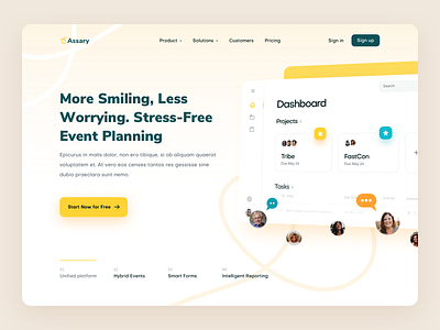 Assary branding colorful dashboad design events managment pricing product ui ux web