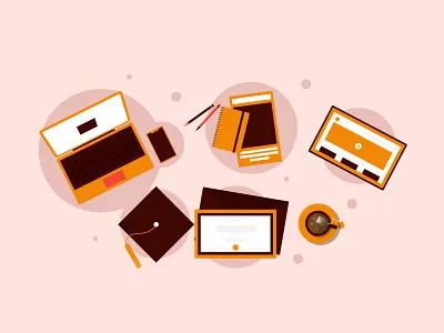 Marketing Materials 2d design dribbble flat design illustration inspirations landing page marketing materials minimal shot technology vector