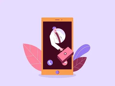 On Call Doctor 2d character design doctor dribbble flat design illustration inspirations landing page minimal mobile shot vector vectorart