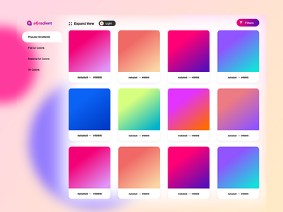 aGradients | Gradients Library brand design branding color palette colorful colors glass effect glassmorphism gradient gradient color gradient design gradient logo gradients logo product design product page uidesign uxdesign web design website website design