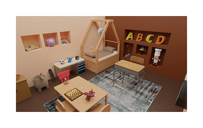 kids bedroom blender3d blendercycles illustration