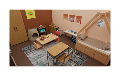 kids bedroom blender3d blendercycles illustration