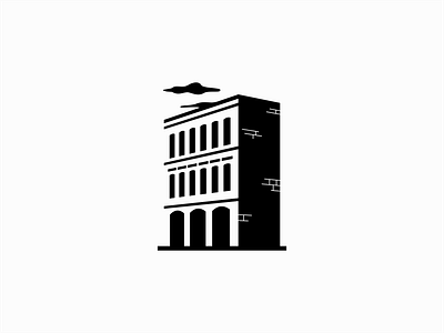 Old building black branding building clean construction design graphic identity illustration logo mark modern negative space premium sale symbol unique vector