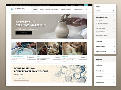 Art Central art artgallery ceramic tiles ceramics filter filter ui glazes illustrator pottery showcase sidebar student studio ui ux ui design webapps website