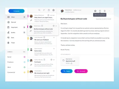 Email client design email email design inbox interface mail mail client ui ux