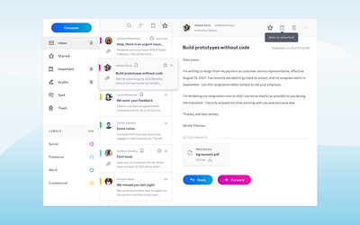 Email client design email email design inbox interface mail mail client ui ux