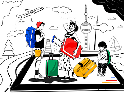 Travelling anjum shorna best design cartoon illustration cartooning cartoons illustraion illustration illustration art illustrations minimal illustration shorna sketch travel app travel illustration travelling