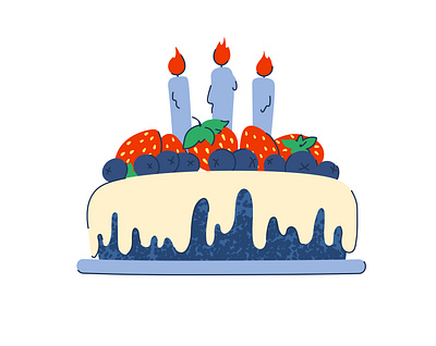 Birthday cake birthday blueberry cake congratulation happy strawberry vector